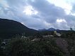 View from Apartman to Lucky Church and rocky peak Choč